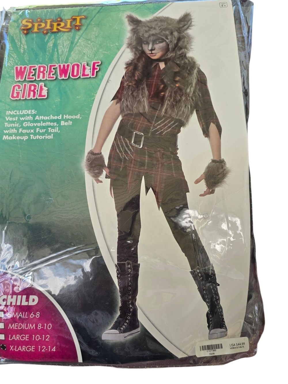 Werewolf Girl Child  Twilight Costume Size XL (12-14) Spirit Halloween